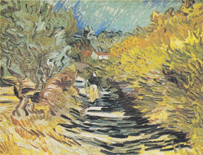 Vincent Van Gogh A Road at Saint Remy with Female Figure